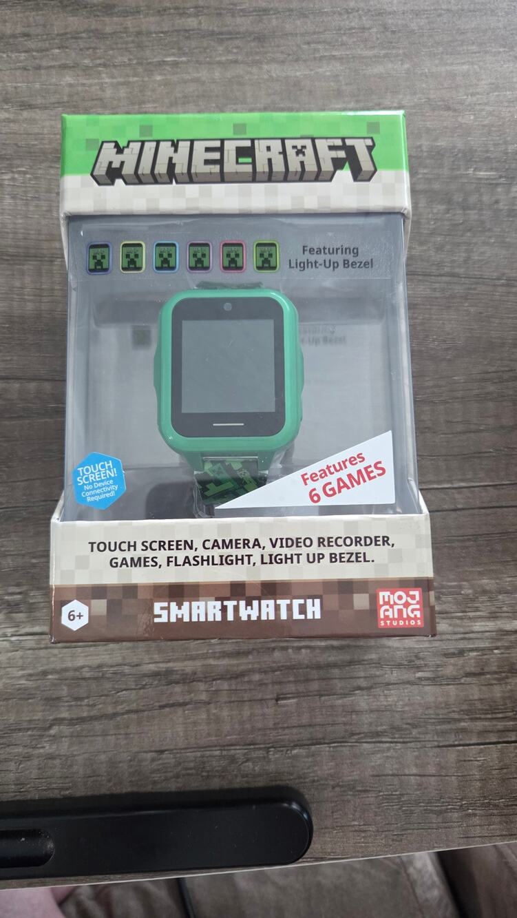 Minecraft Kids Smartwatch Touch screen Camera Video Games Alarm Calculator Green